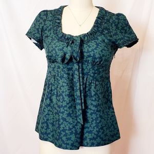 Silk Marc Jacobs blue green floral blouse 6